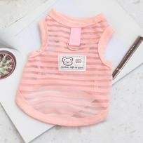 Thin Breathable Summer Pet Harness Vest Striped Hollow Out Clothes for Small Dogs & Cats Daily Walks and Casual Wear XS (0.5-1.5kg)