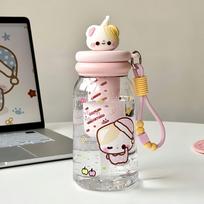 Cartoon Tritan Straw Water Cup - Unisex, Portable, Cute & Durable for Summer 650ml