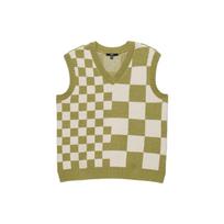 Vans V-Neck Checkered Fitted Sleeveless Vest Women Tops Green VN000F6WBD4 XXL
