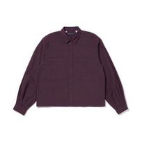 Levis Solid Color Square Neck Fitted Single-Breasted Casual Long Sleeve Shirt Women shirts Purple A2957-0001 L