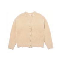 Levis Solid Color V-Neck Fitted Single-Breasted Long Sleeve Knit Sweater Women sweater Khaki A4238-0004 XS