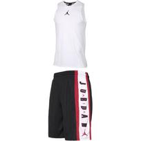 Jordan Printed Logo Crew Neck Sleeveless Vest And Letter Lace-Up Mid-Waist Shorts Casual Sports Set Men sets 892072-100+924567-010 L