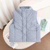 Corduroy Down Cotton Vest Women's Autumn and Winter New Korean Loose Cotton Vest Jacket with Solid Color Vest. S