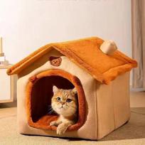 Cat Bed Suitable For All Seasons, Detachable And Washable Pet Cat House, Semi-Enclosed Cute Pet Nest, Warm Cat Bed S ruda