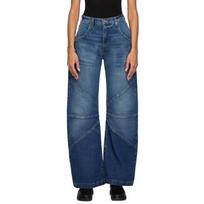 Women Hip Hop Baggy Jeans Wide Leg Mid-Low Waist Jeans Loose Boyfriends Jeans Vintage Denim Pants L tamsiai mėlyna spalva