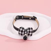 Checkered Bow Cats  Accessory For Pet Collar M juoda