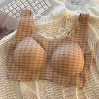 Retro Leopard Print Polka Dot Push-Up Bra - Comfortable, Wireless, Seamless Gathering for Small Busts M