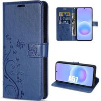 Case for Samsung Galaxy A57 5G, Shockproof Protection Synthetic Leather Navy Blue Butterfly Flower Pattern mėlyna