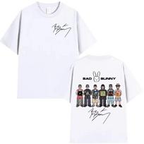 Bad Bunny Eras Cartoon Album Art & Signature White Cotton Unisex Casual Women And Men T-shirt 4XL