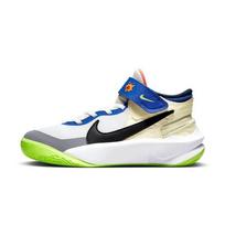Nike Team Hustle D10 FlyEase GS White Multi-Color Kids Sneakers Laser-Orange Black FB1395-101 37.5 white