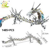 HUIQIBAO 1485PCS White Dragon Model Building Blocks Movie Series City Bricks Educational Construction Toys For Children Friends