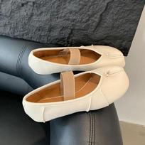 Fashion Fashion Elastic Band Women Ballet Flats Shoes Shallow Female Soft Footwear Strange Toe Ladies Flats Mary Janes Lolita Shoes 35 smėlis