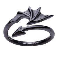 Punk Titanium Dragon Wing Open Ring Adjustable Gothic Design Vintage Personality Style Halloween Party Gift Jewelry for Men Women juoda