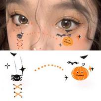 Miumi - Helovino moliūgo veido makiažo lipdukas / Rinkinys 2 Sheets - D04 - Orange & Black beige
