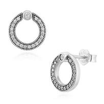 Pandora Signature Pave Logo Circle Earrings 299486C01 299486C01