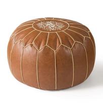 Moroccan Style Oil Wax Leather Floor Stool & Tatami Futon Seat Cushion Diameter 50*Height 25cm - Filled with EPP Granules