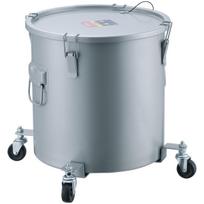 Fryer Grease Bucket, 8 Gal Oil Disposal Caddy with Caster Base, Carbon Steel with Rust-Proof Coating, Oil Transport Container with Lid, Lock Clips,