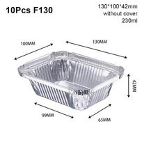 10 vnt. aliuminio folijos stačiakampės folijos skardinės Daugkartinės 130/410/700/750 ml oro keptuvės popierinės vienkartinės maisto talpyklės dubenys gray