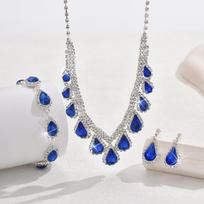 Meier Dazzling full-pavé diamond pearl necklace and earring set - bridal jewelry three-piece wedding set