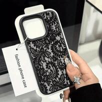 Phone Case for Xiaomi Redmi Note 14 13 12 Pro Plus 5G 11S 11 10 Redmi 13C 14C 15C 4G 5G Black Lace Design Lichee Pattern Cover Redmi Note 13 4G gray