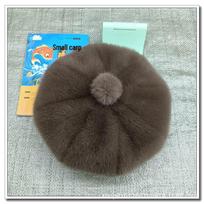 Plush Octagonal Beret: Fluffy, Noble-Looking Faux Mink Fur Hat for a Slimmer Face. ruda