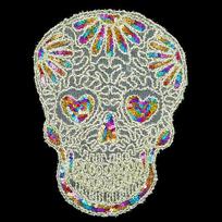 Lace Sequin Halloween Skull Patch Halloween Decorative Embroidery Clothing Patch Colorful Skull Sequin Patch ClothingAccessories