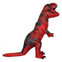 Helovino T-Rex pripučiamas kostiumas šokių pasirodymui ir vakarėlio atmosferai Small (120-150cm) red