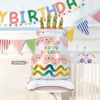 Light Blue Three-Tier Cake Stand with Aluminum Foil Balloon Base - Perfect for Birthday Party Decorations