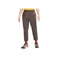 Nike Solid Color Logo Print Elastic Cuff Joggers With Breathable Mesh Lining Men Casual Pants Brown CV0661-220 S beige