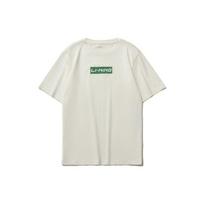 Li-Ning Sports Fashion Series Box Logo Print Short Sleeve T-Shirt Unisex Tops Milk-White AHSQ326-7 4XL white
