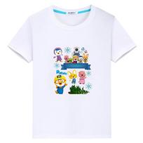 Pororo Cartoon graphics100%Cotton t shirt for kids boy 10years anime Short Kawaii Tops pride tshirt y2k one piece girls clothes 100 balta