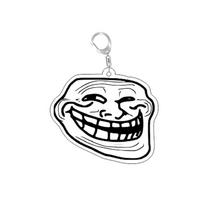 Funny TrollFace Keychain for Accessories Bag NoMeGusta Rage Face ForeverAlone Pendant Key Chain Ring Keyring Jewelry Fans Gifts 55mm