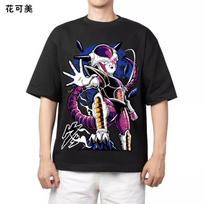 American Retro Dragon Ball Sun Wukong Pattern Printed Tshirt Loose Versatile Short Sleeve Mens Pure Cotton Trendy Clothing S