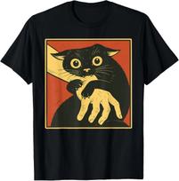 Vintage Cat Bite Horror Cat Lover Cat Bite Hand Cad Dad Mom T-Shirt 2XL