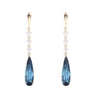 Elegant Teardrop Blue Crystal Drop Earrings In Copper For Women Summer Party Ear Pendant Jewelry Accessories 1
