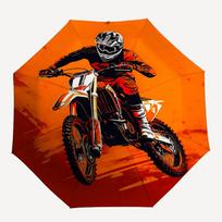 1pc Motorbike, Dirt Bike Automatic Folding Umbrella, 8-Rib Durable Iron Frame, Compact Travel Umbrella for Women & Men077