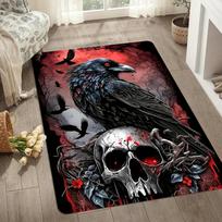 Raven Skull Area Rug - Washable Indoor/Outdoor Carpet for Living Room, Bedroom & Patio, Gothic Home Decor 60x90cm