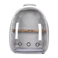 Travel Bird Carrier Backpack Adjustable Breathable Parrot Bag Cage Wooden Stick Stand Portable Outdoor Pet Bird Travel Bag pilka spalva