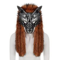 Viking Wolf Mask Faux Fur Headdress Werewolf Barbarian For Halloween Cosplay Costume Accessories