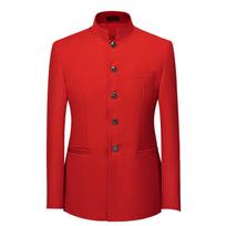 Vyriškas vientisos spalvos stovo apykaklės kostiumas kiniškas Slim Fit švarkas Vyriškas Zhongshan kostiumas Striukė Kiniškas tunikos kostiumas vientisas 7XL juoda