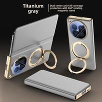 For OPPO Find N6 Case Luxury Leather Skin 360 Ring Stand Magnetic Lens Protective Back Cover Case For OPPO Find N6 Phone Shell OPPO Find N6 pilka spalva