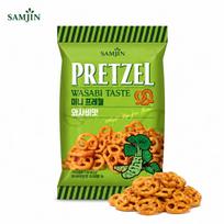SAMJIN Mini Pretzel Biscuits 70g Wasabi Flavor | Crispy Crunchy Texture, Spicy Wasabi Flavor, Convenient Snack Wasabi flavor