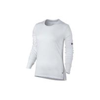 Nike Dry Elite Basketball Long-Sleeve Crew Neck T-Shirt With Solid Color Logo Women Tops White 842740-100 XL white