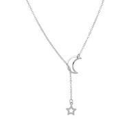 Elegant Choker Necklace with Moon and Star Pendants for Women - Perfect Party Jewelry sidabras