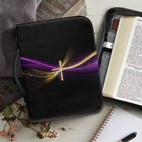 Personalized Pattern Zipper PU Leather Book Cover Bible Bag M šviesiai violetinė spalva