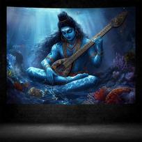VIKAMA Lord Shiva Tapestry Hindu God Wall Hanging Vibrant Psychedelic Yoga Room Decor Boho Mandala Banner Bedspread Cloth 74x94cm(29x37in)