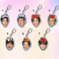 7pcs BTS Cute Cartoon Acrylic Keychain, Kpop Member Face Keyring, Graffiti Style Bag Charm for ARMY Fans 7pcs