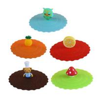 5Pcs Silicone Cup Lid Leak-Proof Heat-Resistant Cover for Glass Mugs Coffee Cups Food-Grade Odorless Cute Kitchen Accessory for Home Office B