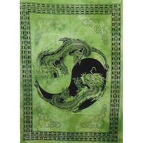 Yin Yang Dragon Green Tapestry 75x100 juoda