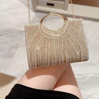 Women's Glitter Pleated Evening Clutch Bag, Shiny Elegant Handbag for Wedding Party, Lightweight Small Festival Purse auksas